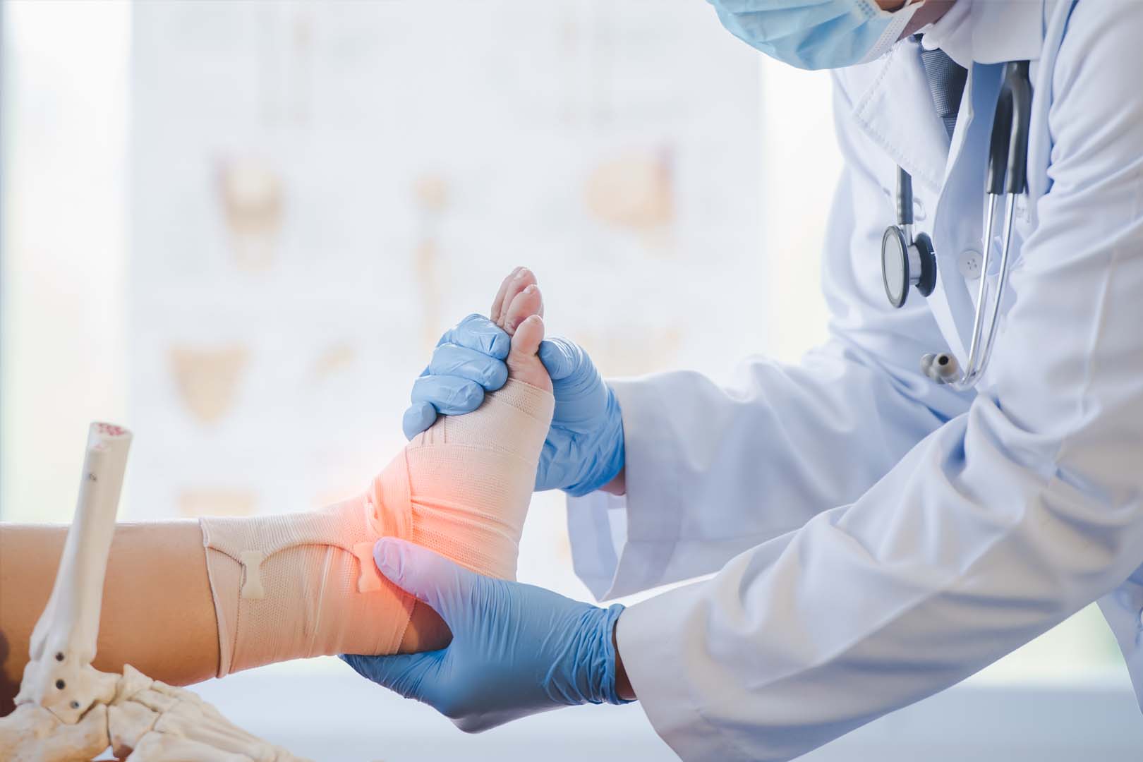 Doctor using a stethoscope checking patient with examining, presenting results symptom and recommend treatment method, Healthcare and medical concept.
